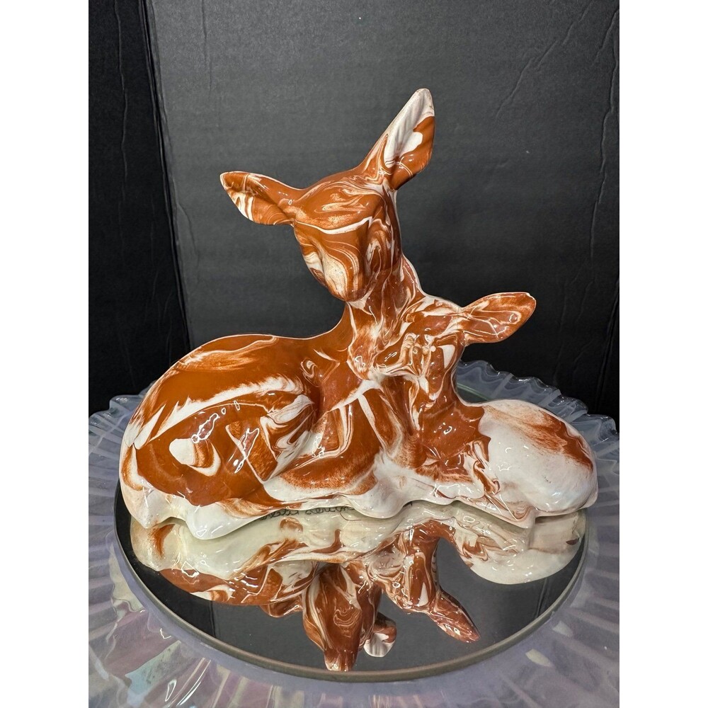 Vintage Deer and Fawn ceramic figurine by G. Green with Tennessee clay